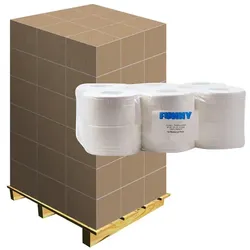 Toilettenpapier Großrolle hochweiß 2-lagig, Palette Palette mit 44 Pack a 12 Rollen 18,5 cm Durchmesser, 2-lagig