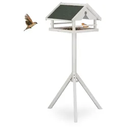 Relaxdays Weißes Vogelfutterhaus mit Ständer Weiß,Dunkelgrün