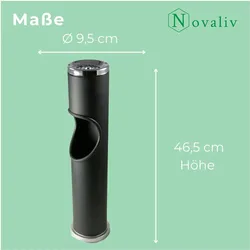 Novaliv, Aschenbecher, 3X Standaschenbecher für draussen Schwarz 46,5cm hoch 9,5cm Ø 2in1 für Müll- und Zigarettenab