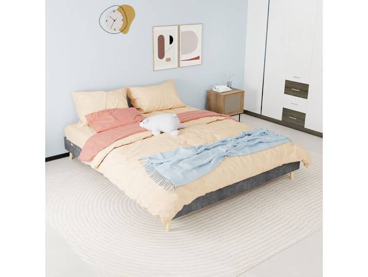 Lit rembourré - SINGULARITY - SINGULARITY - 160x200 cm - Velours néerlandais gris - Matelas inclus