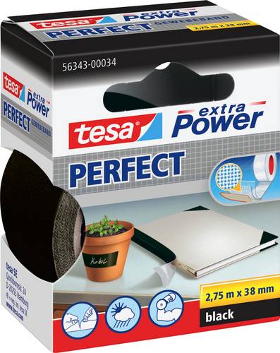 tesa PERFECT 56343-00034-03 Gewebeklebeband tesa extra Power Schwarz (L x B) 2.75 m x 38 mm 1 St.