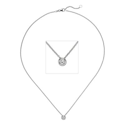 Kette mit Anhänger JOBO "Solitär Diamant Brillant 0,15 ct.", silber (weißgold 585), Halsketten, Damen, Diamanten Weißgold 585, L: 45, Diamanten, Weißgold 585, 14 Karat 585 Weißgold 45 cm