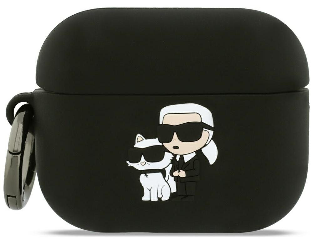 Karl Lagerfeld Hoesje voor AirPods Pro 3, zwart, siliconen