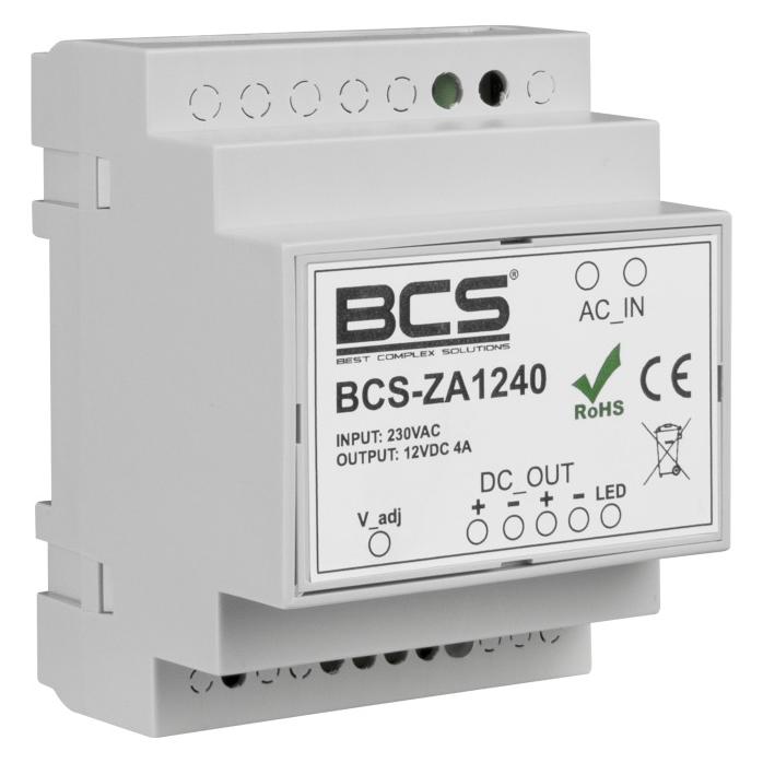BCS BCS-ZA1240 12V 4A Netzteil mit Einstellung für die DIN-Schiene (BCS-ZA1240)