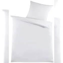 KH-Haushaltshandel Renforce Bettwäsche, 135x200 + 80x80cm, uni/einfarbig weiß, 100% Baumwolle