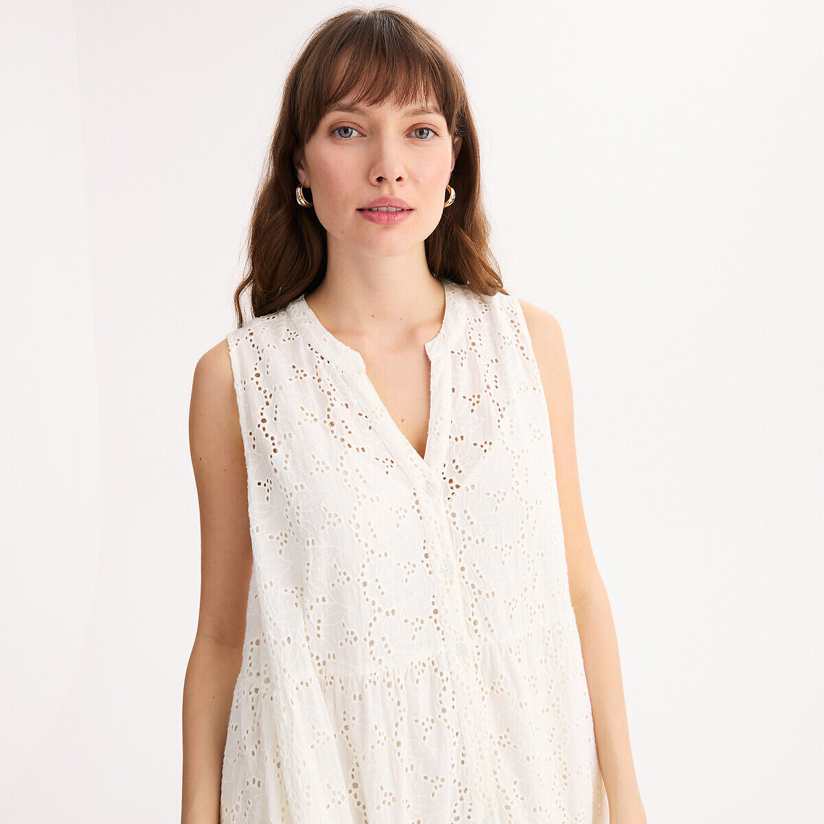 ANNE WEYBURN Robe évasée brodée, longue, sans manches