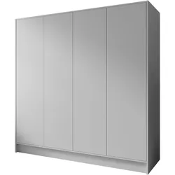 KLEIDERSCHRANK Mono Grifflos im Skandi-Stil, Weiß 200/200/51 cm
