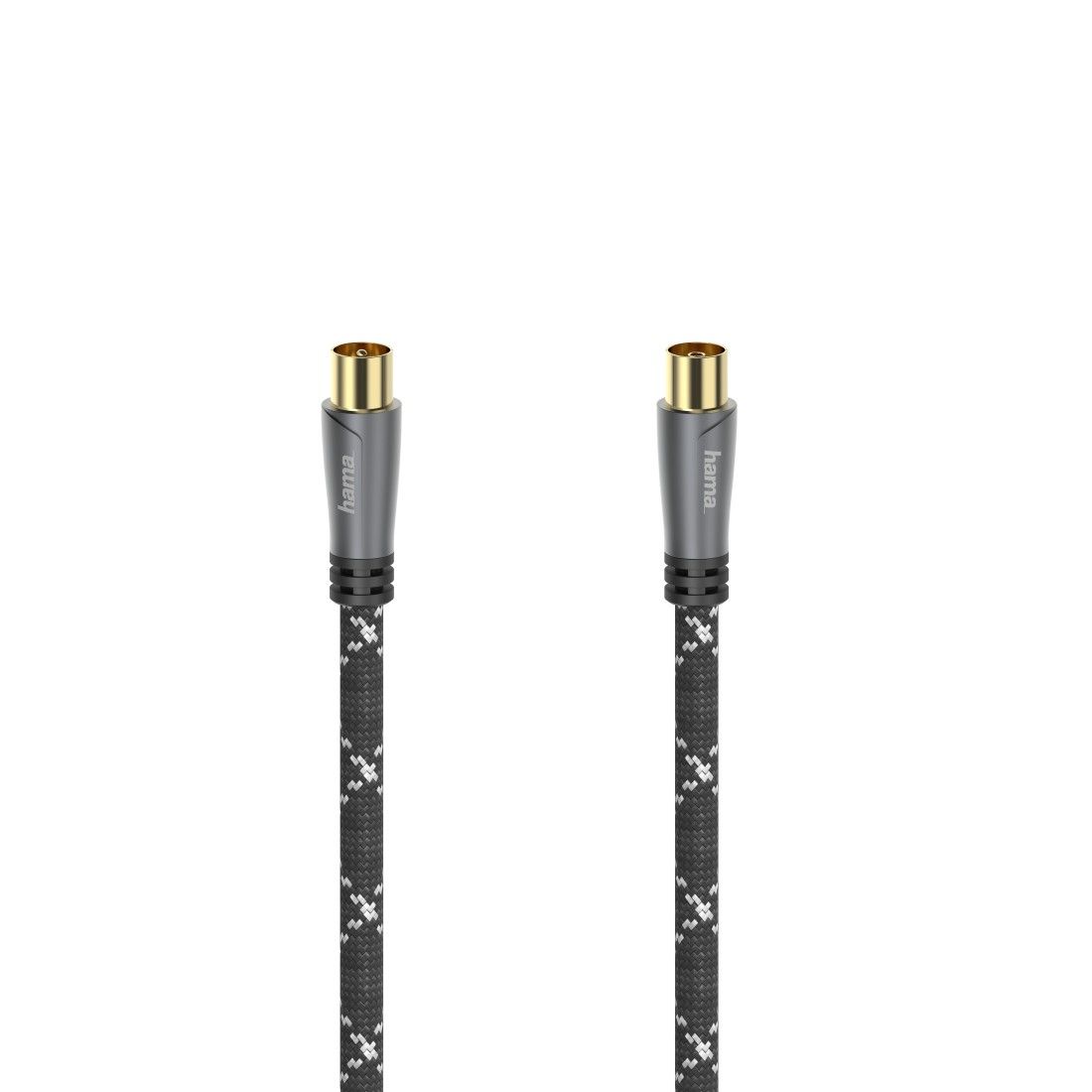 Hama Stecker Koax auf Koax Buchse 5 m 205072 Antennen-Kabel (Schwarz/Grau) 00205072