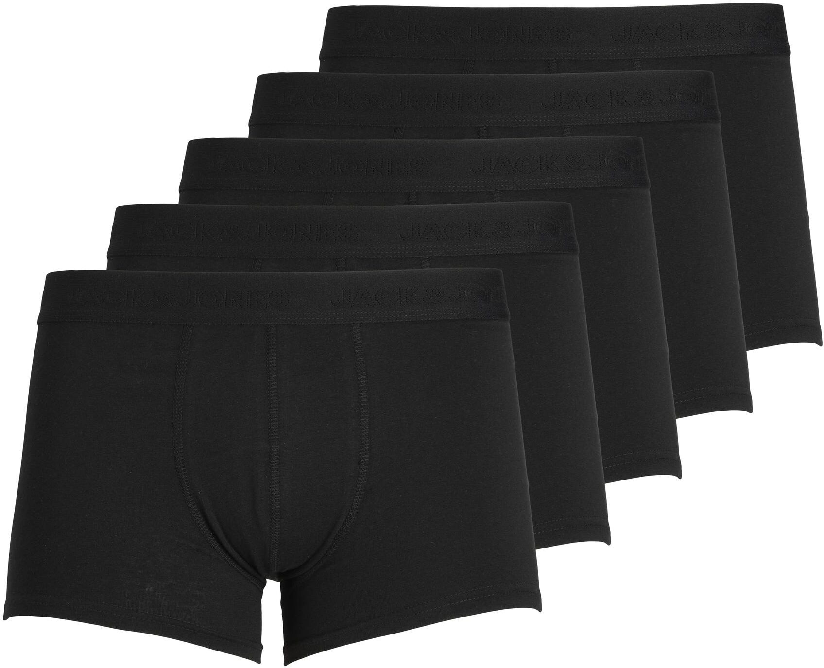 Trunk JACK & JONES "JACTONE IN TONE TRUNKS 5 PACK NOOS", Herren, Gr. L, 5 Stk., schwarz, Jersey, Obermaterial: 95% Baumwolle, 5% Elasthan, unifarben, Unterhosen Trunk