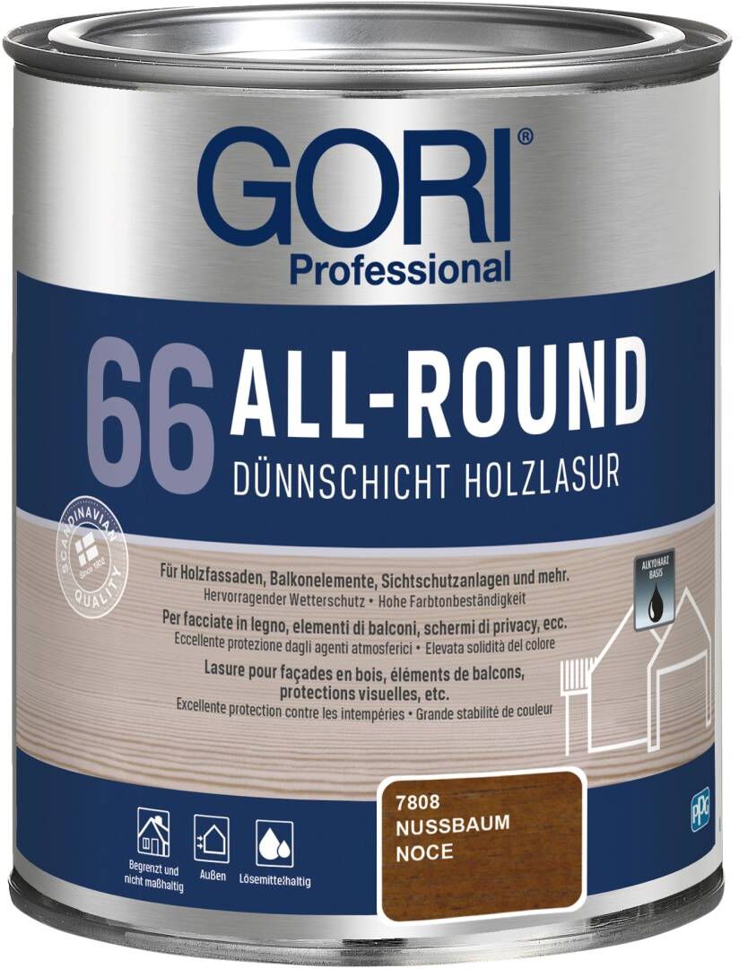 PPG Coatings GORI Professional 66 ALL-ROUND, Dünnschicht-Holzlasur, nussbaum, 0,75 l