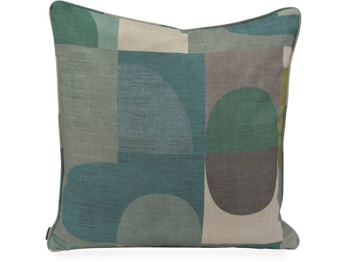 Dekokissen H.O.C.K. H.O.C.K. Hoppers , petrol, kreise gemustert, B:60cm H:10cm L:60cm, Leinen, Viskose, Dekokissen_Sitzkissen_Kissenhüllen, Dekokissen