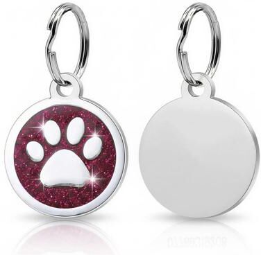 Inspired Finds Personalized Glitter Paw Print Pet ID Tag rose style A