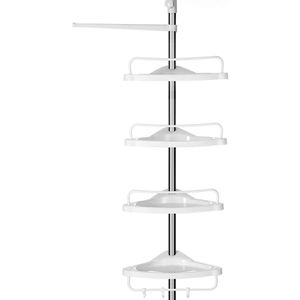 Songmics Duschablage BCB02SW, weiß-silber, zum Klemmen, Eckregal, Kunststoff, 35 x 90-300 cm
