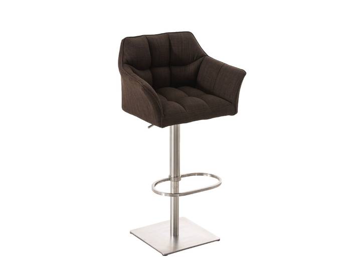 TPFLiving Barhocker Damaskus Gestell Edelstahl Stoff - Braun