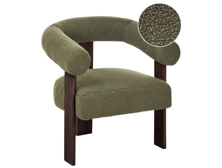 SESSEL Bouclé Grün/Dunkelbraun Ilbro