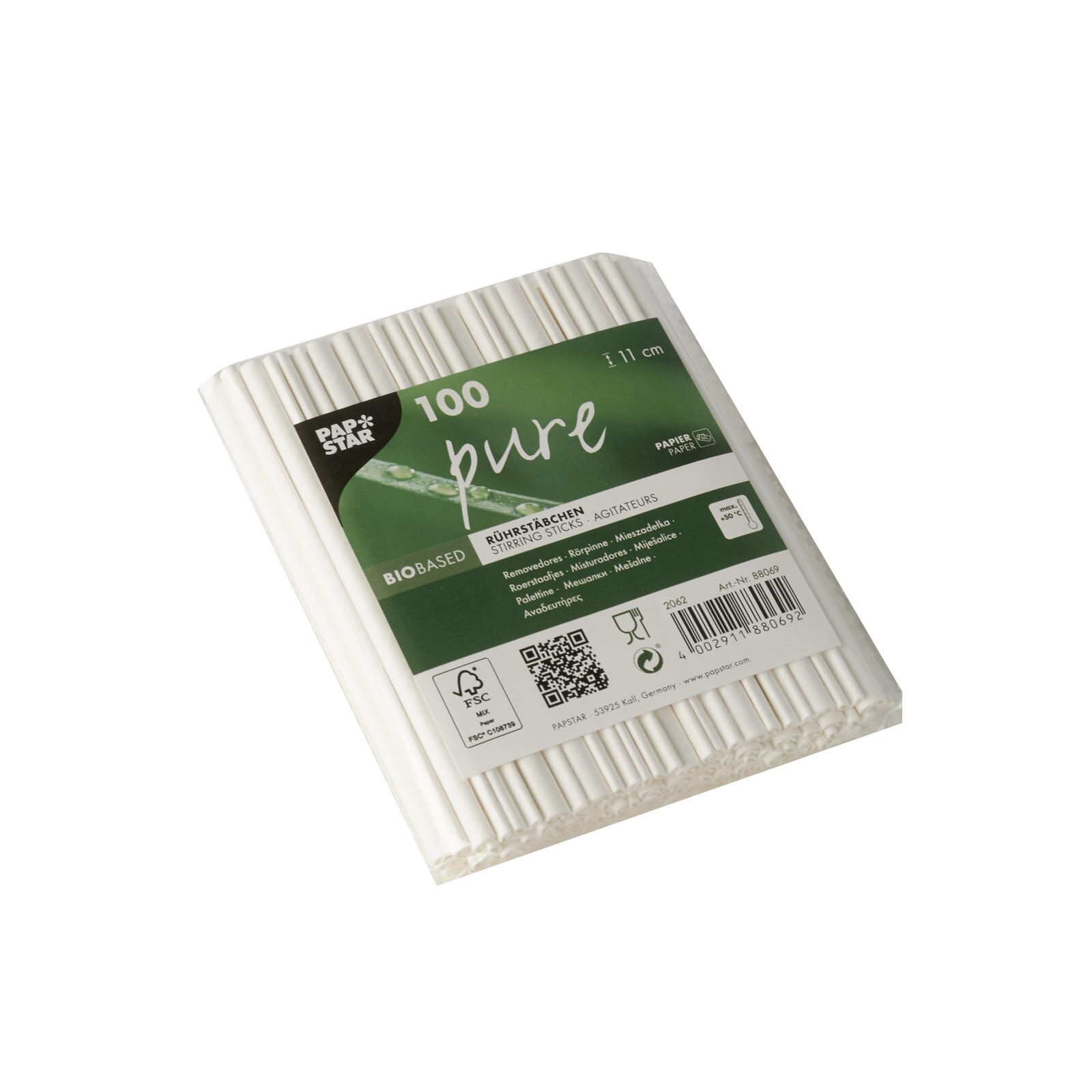 PAPSTAR Einweg-Rührstäbchen weiß Papier 88069