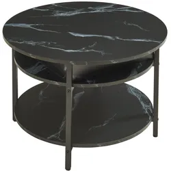 En.Casa, Couchtisch + Beistelltisch, Couchtisch Kandas mit Hebeplatte 70x49 cm Marmoroptik, schwarz (70 x 47 cm)