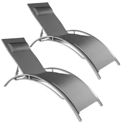 tectake 2 Sonnenliegen aus Aluminium, 5-stufig  Grau