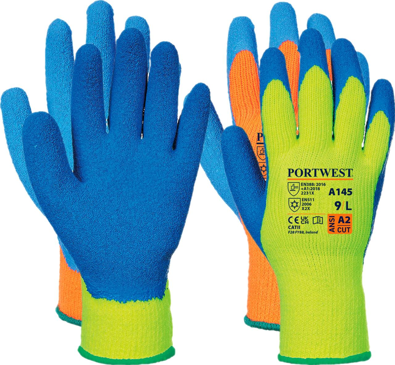 Portwest A145 Cold Grip Handske M Gul/blå