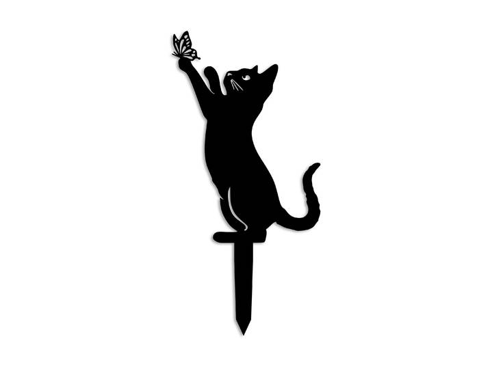 Gartenfigur Wallxpert Katze mit Schmeterling 49 x 24 cm , schwarz, B:24cm H:49cm, Gartenfiguren, Gartenfigur, Zeigen realistische Details und exquisite Handwerkskunst