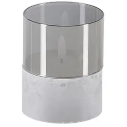 LED-Kerze Ø 8 cm · 10 cm grau `Gracia` klein