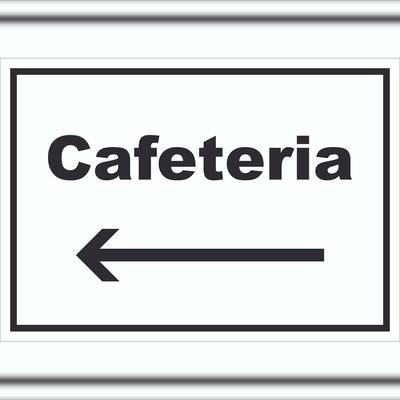 HB-Druck Cafeteria Schild mit Text und Richtungspfeil links Selbstbedienung waagerecht A1 (594x841mm)