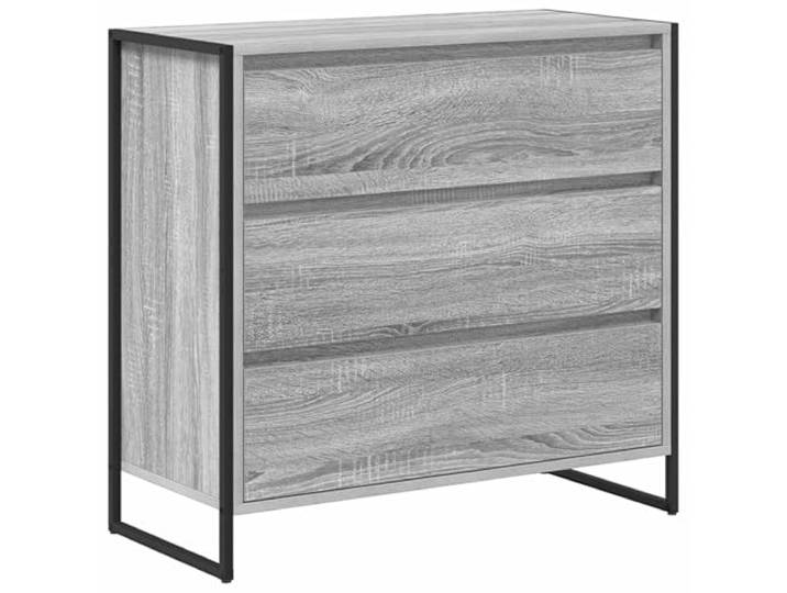 GFMGUEMV Sideboard aus Holzwerkstoff Grau 79x36x75.5 cm mit Stahlbeinen Industrielles Design, graue Oberfläche, Holzwerkstoff-Korpus, stabile Stahlbeine, geräumige Fächer, vielseitig nutzbar