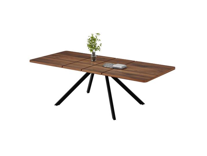 Okwish Ausziehtisch 90/240/74,5 cm Walnuss aus MDF mit Schwerlast-Führungen, Walnussfarben, 90x74.5x240 cm, Esszimmer, Esstische
