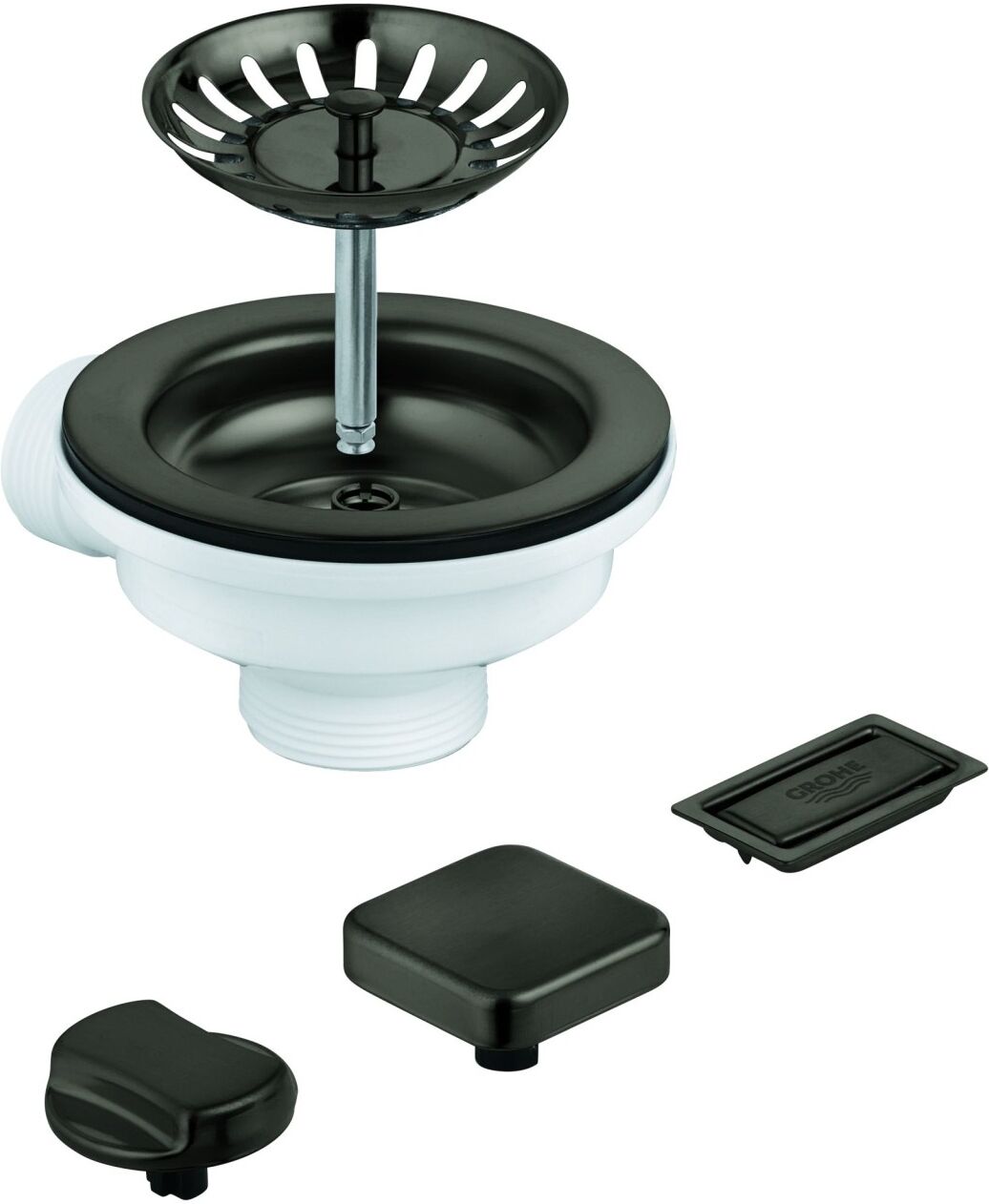 Grohe Spülen-Ablaufgarnitur 40996 mit Exzenter hard graphite gebürstet, 40996AL0 40996AL0