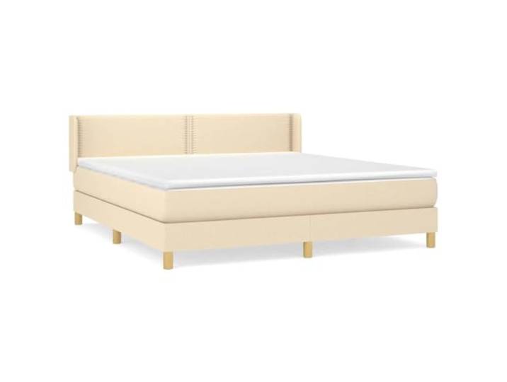 PUGYNBK Boxspringbett, 180 x 200 cm, cremefarben Verstellbares Kopfteil, Taschenfederkernmatratze, mittlere Festigkeit, atmungsaktiver Stoff