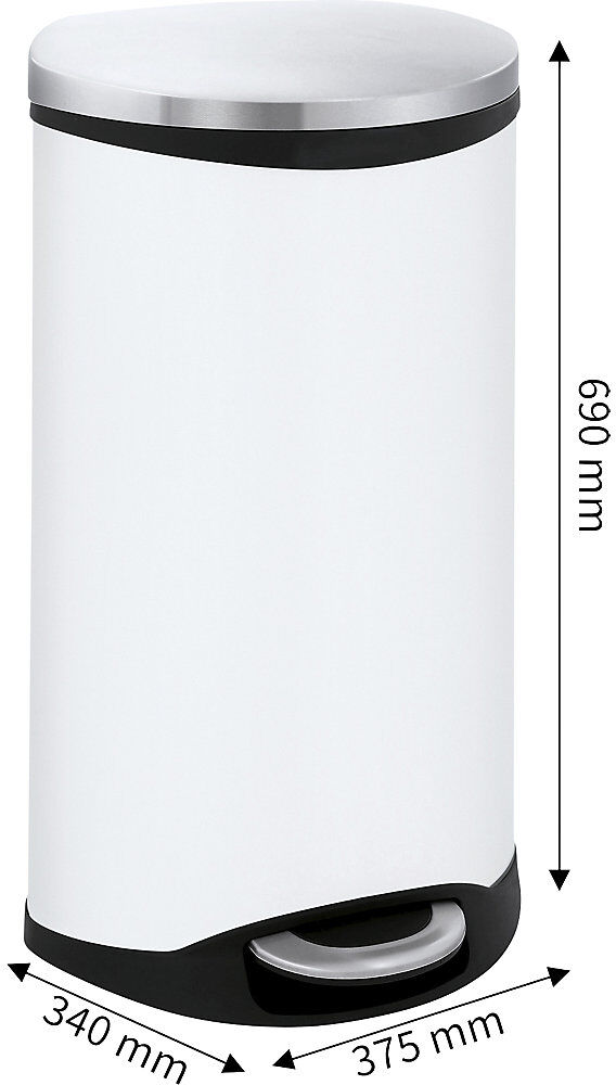 Tretabfallsammler, muschelförmig, Volumen 30 l, HxBxT 690 x 340 x 375 mm, Korpus Stahlblech weiß lackiert EKO