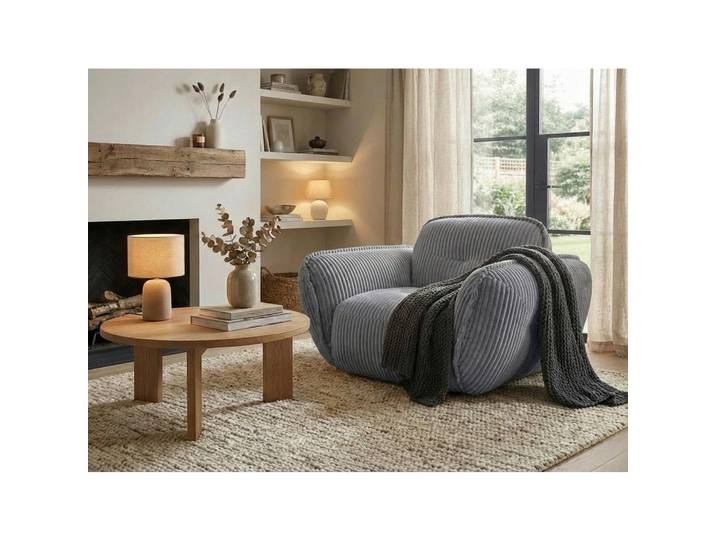 Trendmanufaktur Sessel BE Fluffy, Grau, Kunststoff, 123x87x120 cm, Made in EU, gepolsterte Armlehnen, Wohnzimmer, Sessel, Sonstige Sessel