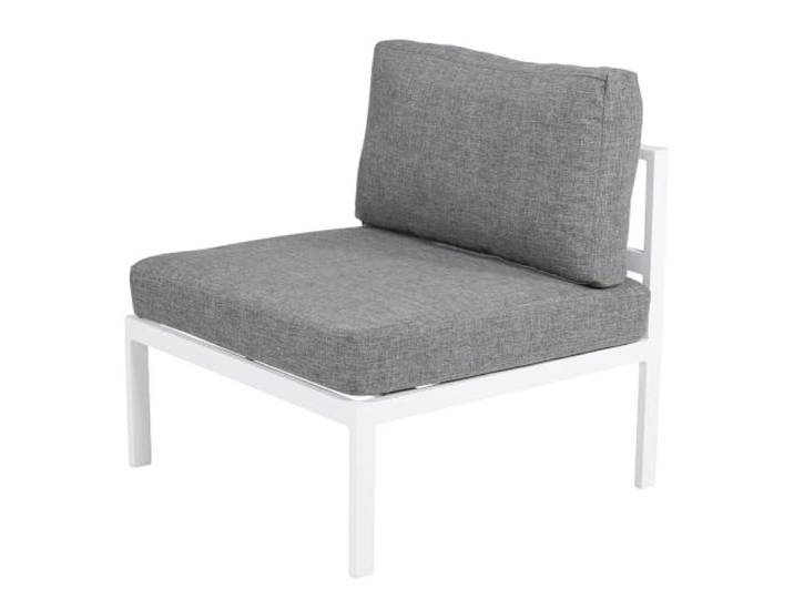 home24 Sitzelement Metall Weiß 74 x 70 x 66 cm Mit wasserabweisenden Polstern, für den Garten