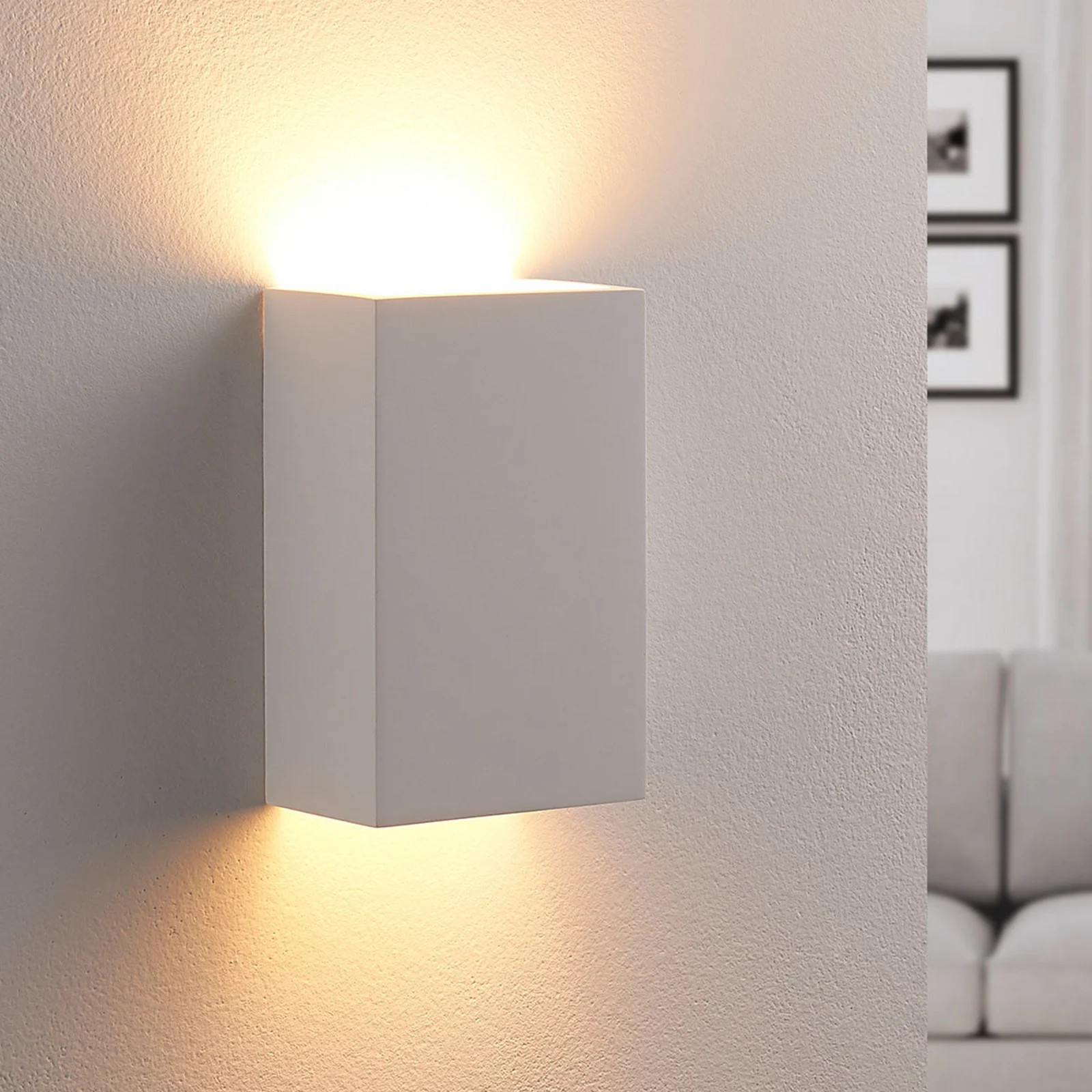 Lindby Colja Square Wandlamp Wit - Modern Keramisch - Dimbaar - Up & Down