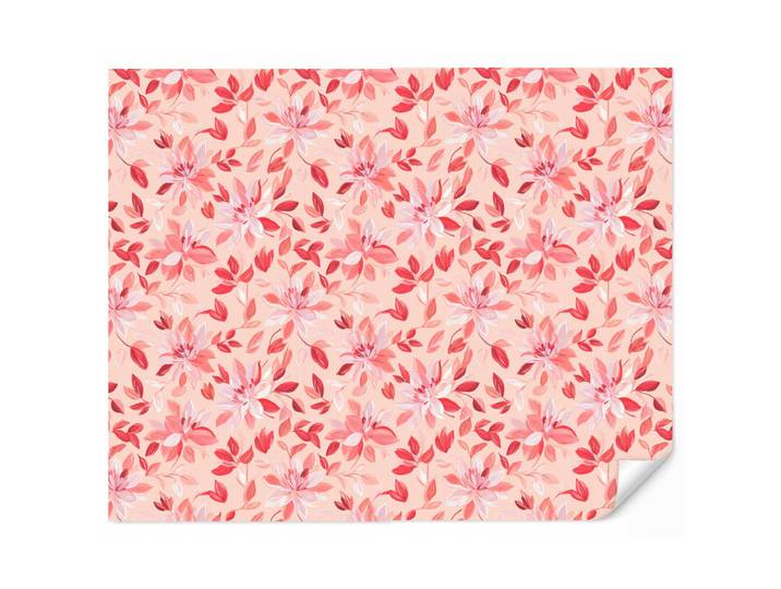 OnlyWow Tapete - Botanisch - Blumen - Rot - 280x240 cm, Koralle, Papier, Rechteckig, 280x240 cm, Tapeten & Wandverkleidungen, Vliestapeten