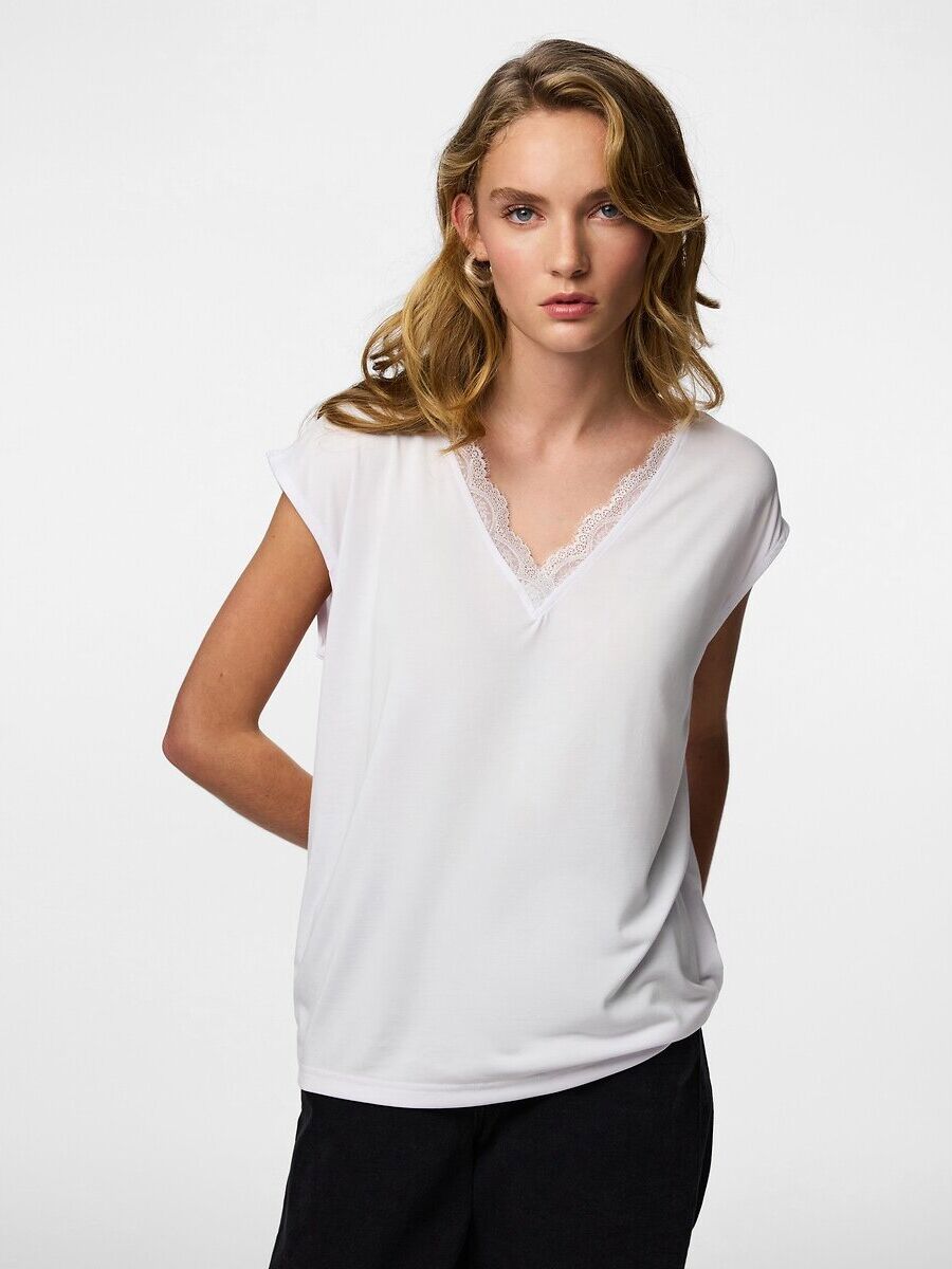 PIECES T-shirt manches courtes , col V