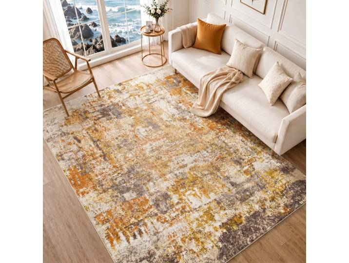 Tapis abstrait moderne orange 200x275
