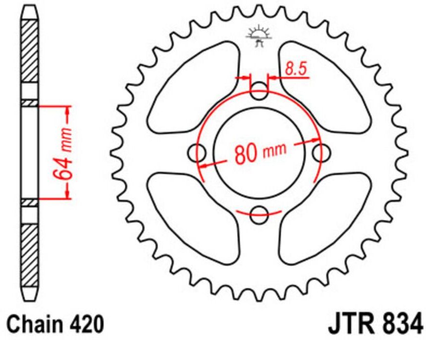 Couronne moto JT JTR834,28