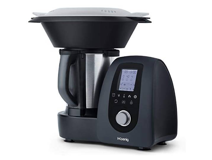 H.Koenig HK8 Intelligente Profi-Küchenmaschine mit Heizung und Multifunktion 2L 1000W, 30+ Kochfunktionen, Turbo 10 Geschwindigkeiten, Temperatur von 37 bis 120°C, Bis zu 4 Zubereitungen gleichzeitig
