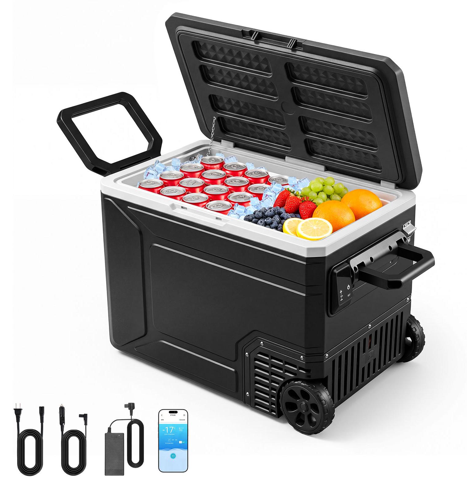 VEVOR Kompressor Kühlbox 80 L, Auto Kühlschrank mit Griff, App-Steuerung & Rädern, 12 V/24 V DC, 100-240 V AC, -20 °C bis 20 °C, Elektrische Gefrierbox für LKW, Van, RV, SUV, Reisen & Camping