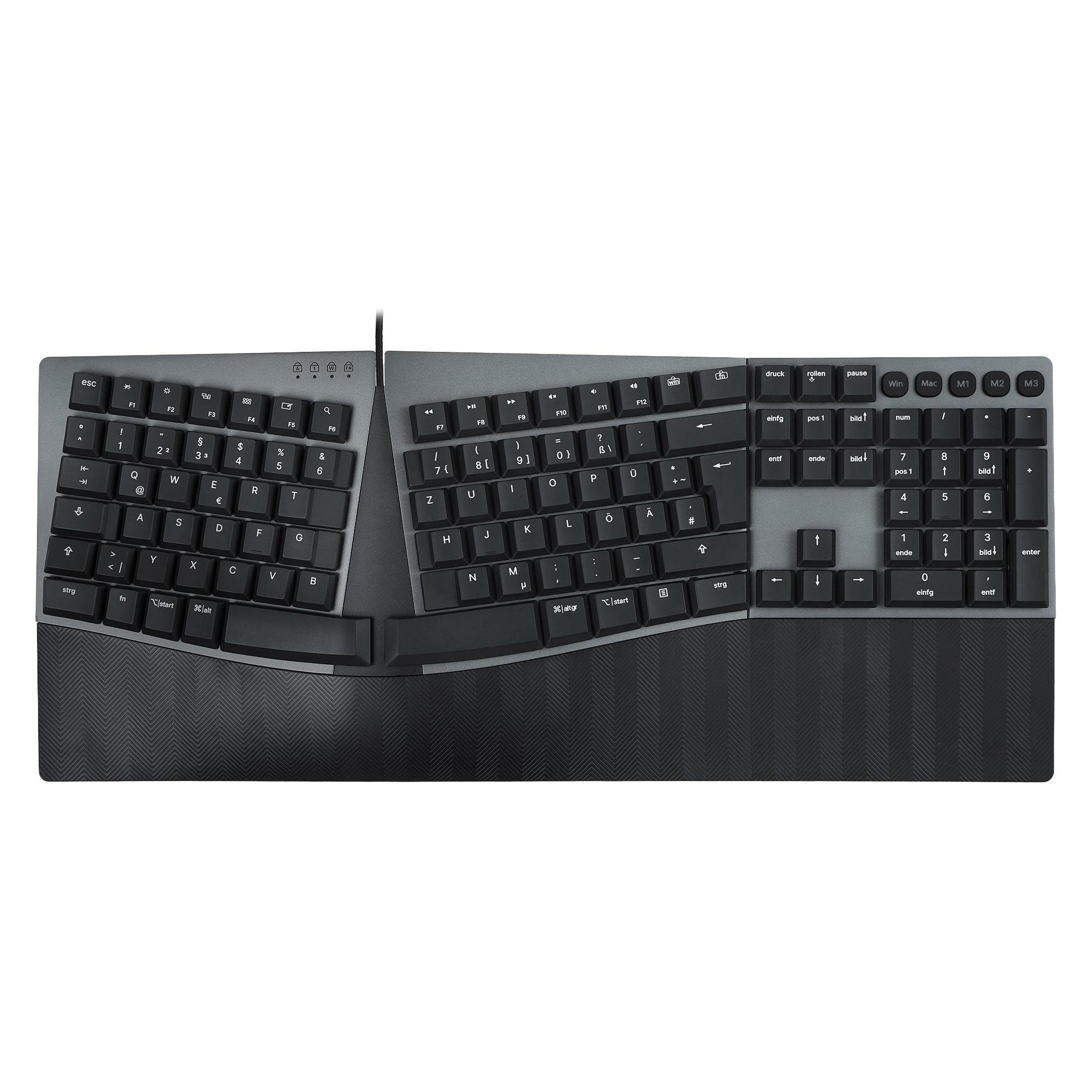 Perixx PERIBOARD-535 II DE RD, kabelgebundene mechanische Ergo-Tastatur, rot (DE, Kabelgebunden) (PERIBOARD-535 II DE RD)