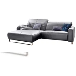 KAWOLA Sofa YORK Leder Life-line light-grey Rec links Fuß Metall Chrom matt