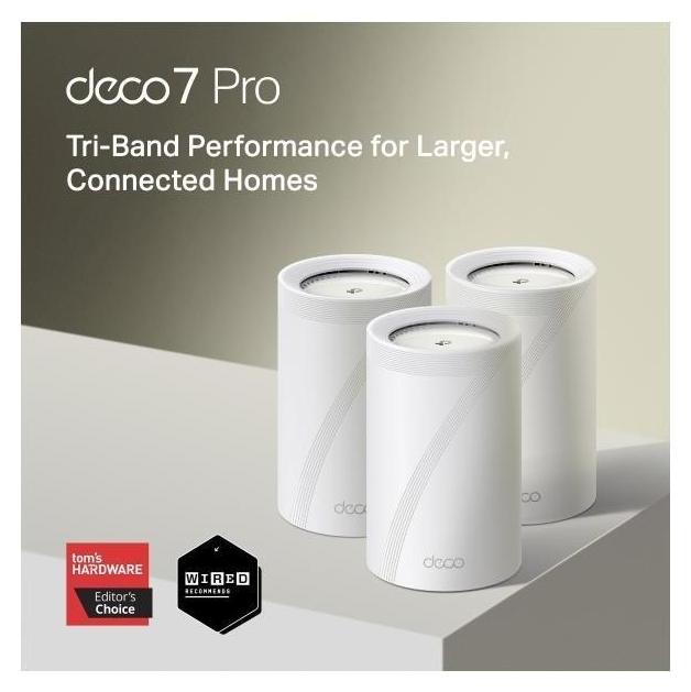 TP-Link Deco BE68 (3-pack), Weiß, Intern, Mesh-System, 752,51 m², Tri-Band (2,4 GHz/5 GHz/6 GHz), Wi-Fi 7 (802.11be)