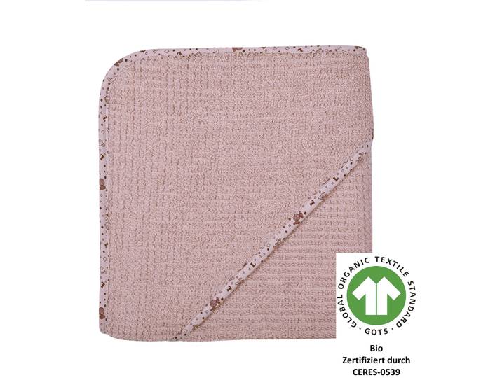 Kapuzenhandtuch WÖRNER at home altrosa Kapuzenbadetuch 80/80 , rosa (altrosa), B:80cm L:80cm, Frottee, Frottier, Handtücher, Kapuzenhandtuch, Biobaumwolle, Strick-Optik