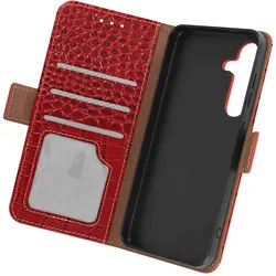 Avizar LuxeWallet Cover Series (Samsung Galaxy S24), Smartphone Hülle, Rot