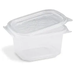 VEPATIM 250x Feinkostbecher mit fixem Deckel Ripboxx Tiny klar PP 127x108x63mm 375ml