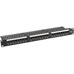 EFB Elektronik EFB Patchpanel Cat.6 UTP 48,30cm (19")/1HE 24xRJ45 schwarz, Server Zubehör, Schwarz