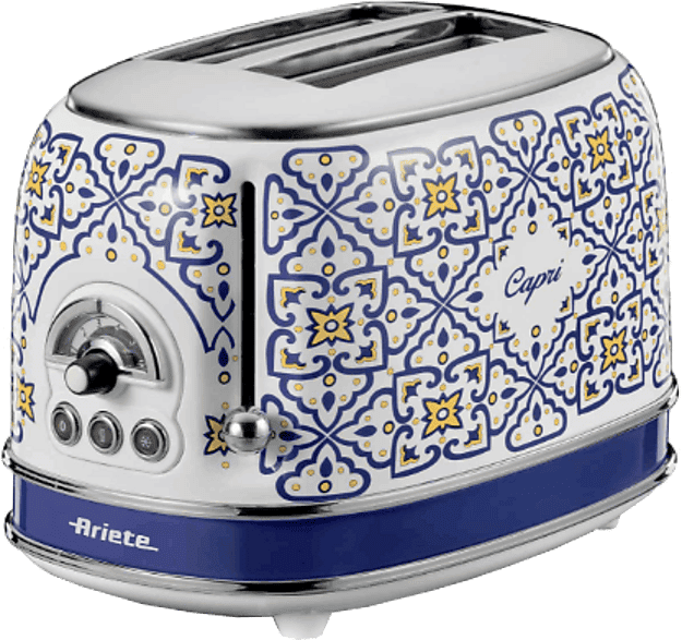 Tostadora - Ariete Capri, 810 W, 2 Ranuras, Rebanadas, 6 Niveles de Tostado, Azul/Blanco