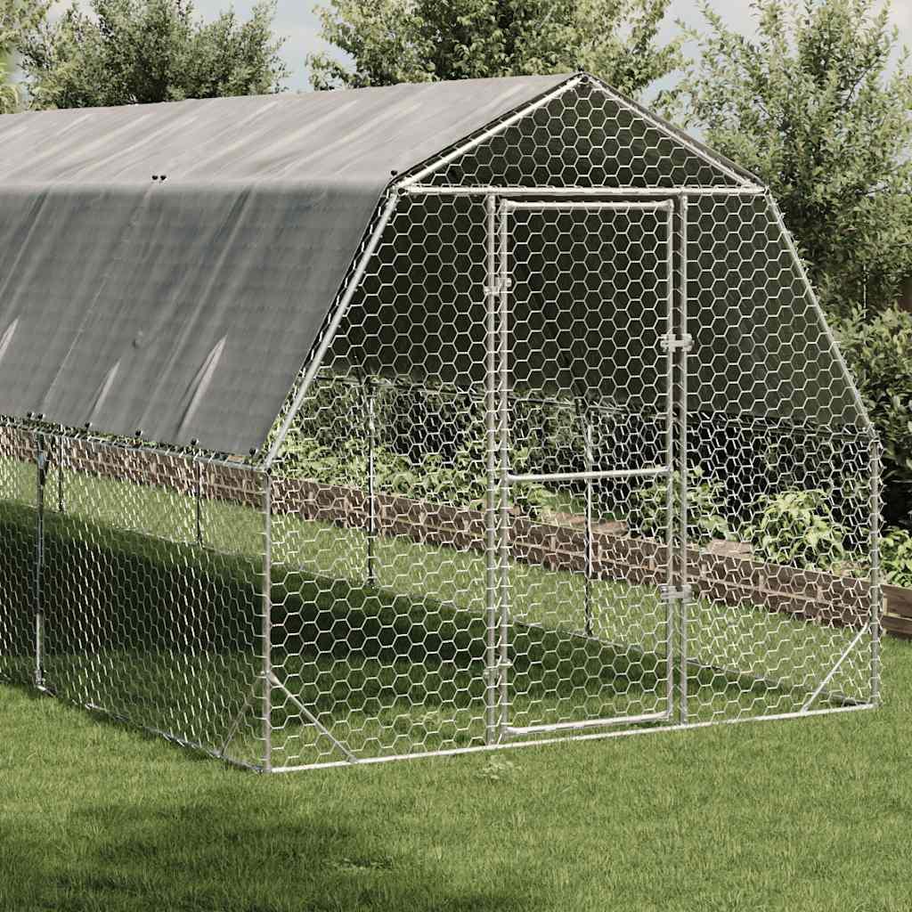 vidaXL Hühnerstall mit Dach 2,5x6x2,25 m Verzinkter Stahl