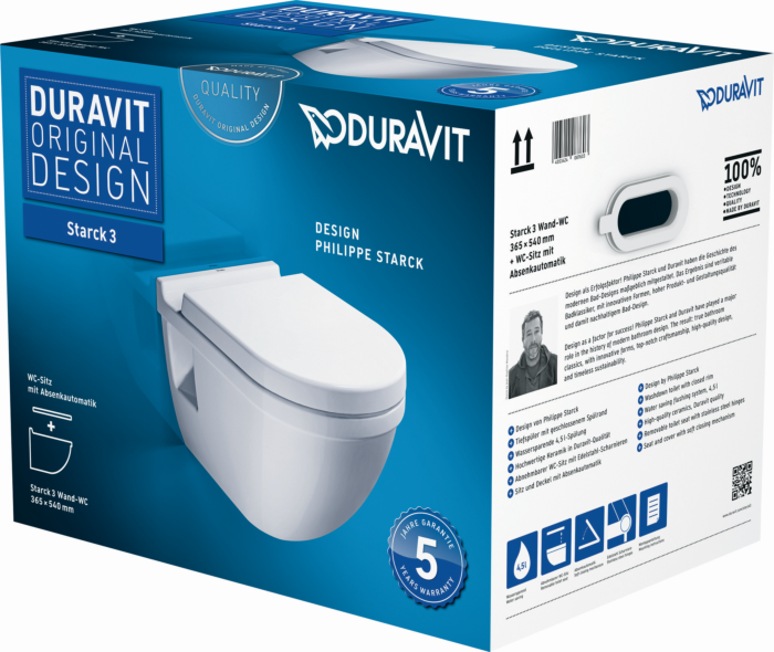 Duravit Starck 3 Wand WC Set 42000900A1 mit WC-Sitz, weiß